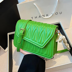 Women Ribbon Shoulder Bag Texture Temperament Underarm Bag Female Messenger Bag