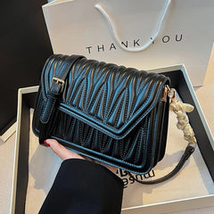 Women Ribbon Shoulder Bag Texture Temperament Underarm Bag Female Messenger Bag