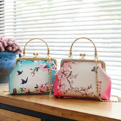 Embroidery Floral Evening Bag Chinese Style Handbag Party Clutch Chain