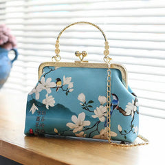 Embroidery Floral Evening Bag Chinese Style Handbag Party Clutch Chain