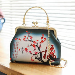 Embroidery Floral Evening Bag Chinese Style Handbag Party Clutch Chain