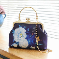 Embroidery Floral Evening Bag Chinese Style Handbag Party Clutch Chain