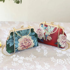 Women Embroidery Floral Evening Bag Party Clutch Chain Messenger Wedding Tote