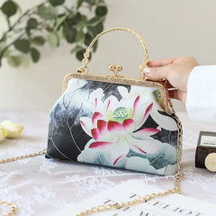 Women Embroidery Floral Evening Bag Party Clutch Chain Messenger Wedding Tote