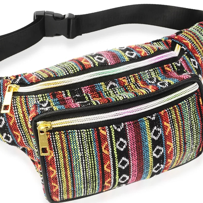 Vintage Ethnic Fanny Pack Travel Waist Purse