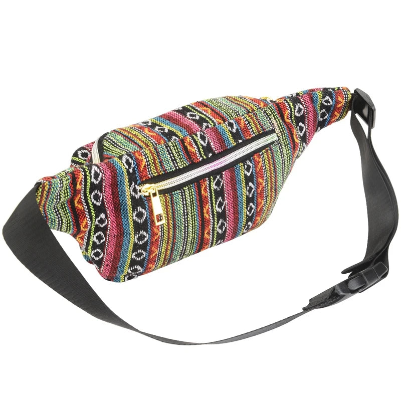 Women Ethnic Fanny Pack Retro Vintage Bum Bags Travel Hiking Waist Belt Purse