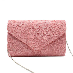 Women Evening Bag Lace Floral Wedding Clutch Chain Shoulder Bag