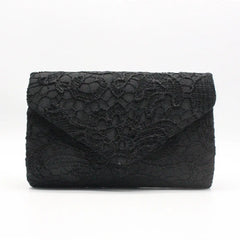 Women Evening Bag Lace Floral Wedding Clutch Chain Shoulder Bag