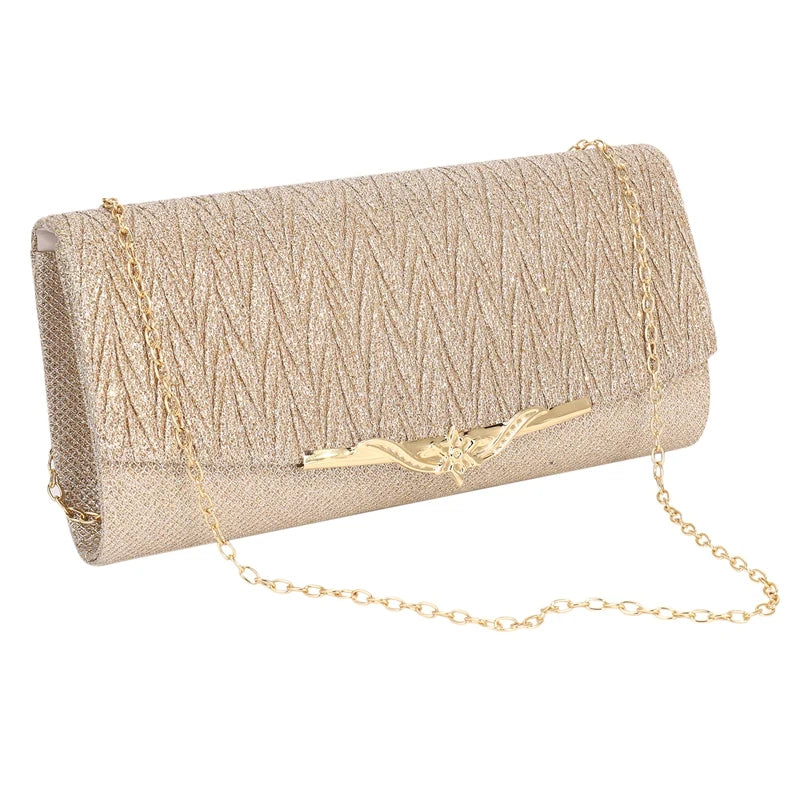 Glitter Evening Bag for Women Wedding Clutch Handbag Chain Shoulder Bag