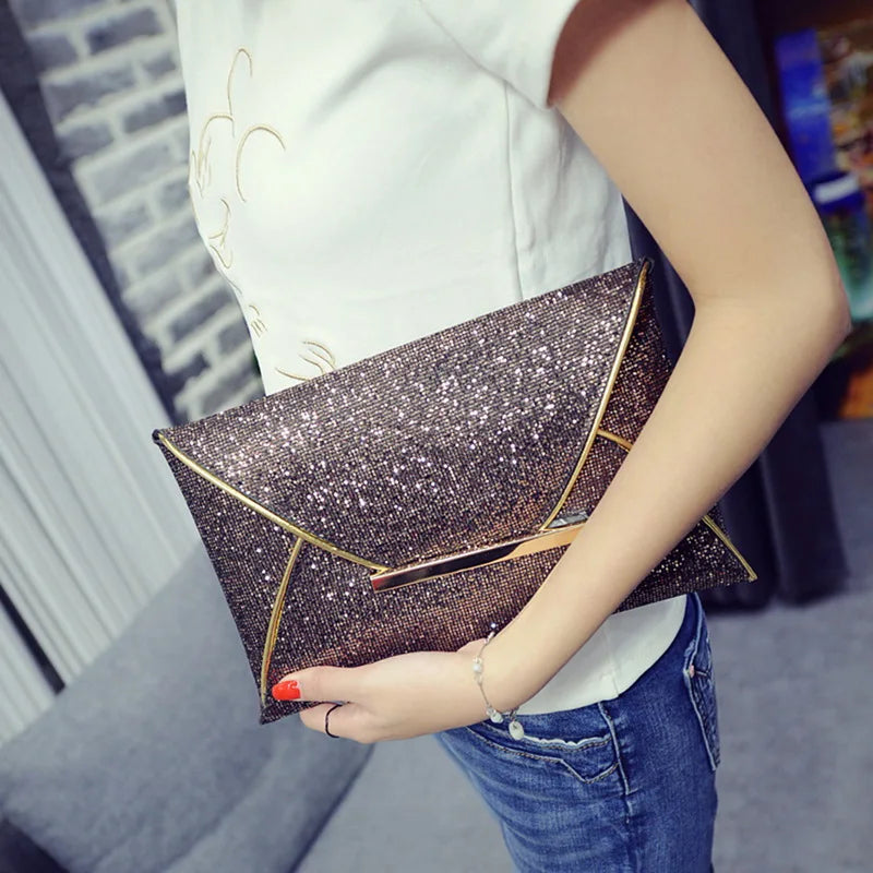 Sequins Envelope Evening Bag Sparkling Party Clutch Wedding Purse