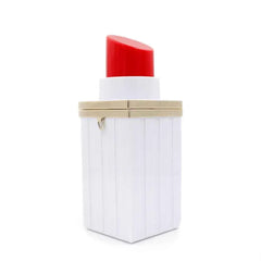 Acrylic Lipstick Shape Evening Clutch Purse Crossbody Handbag