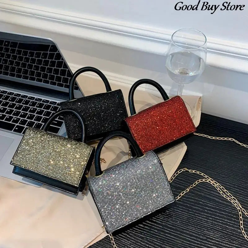 Rhinestone Shoulder Bag Sequins Purse Handbag Party Totes