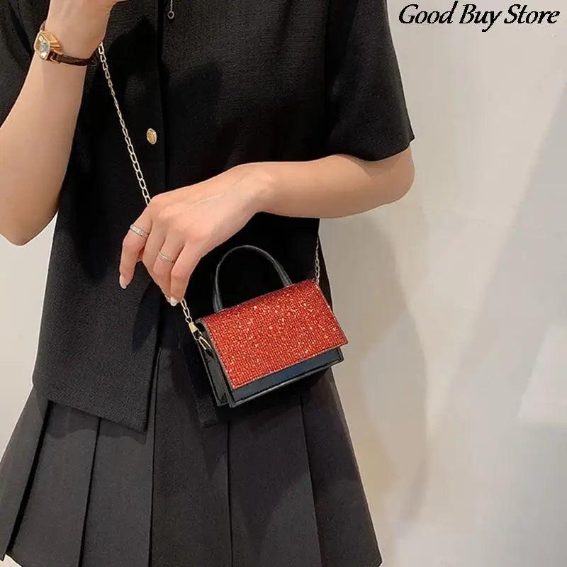 Rhinestone Shoulder Bag Sequins Purse Handbag Party Totes