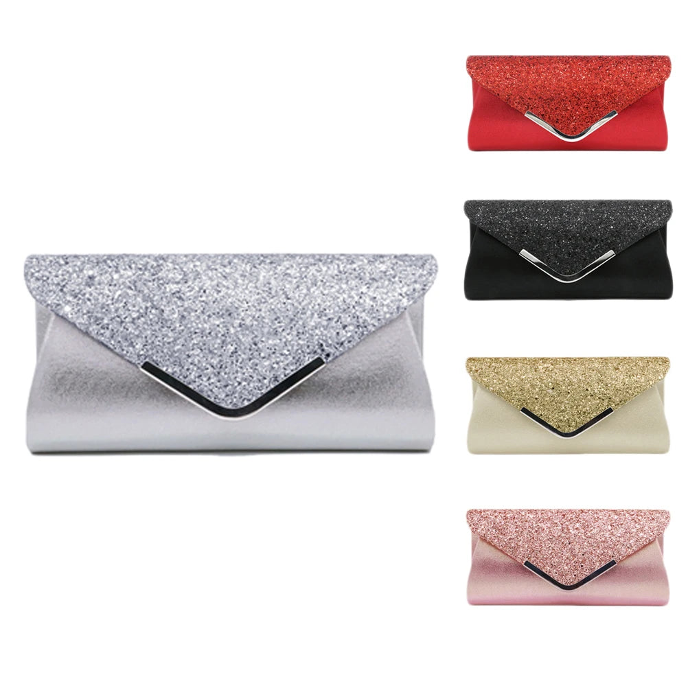 Women Crystal Clutch Evening Bag Wedding Purse Party Banquet Silver Clutches
