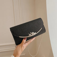 Women Evening Clutch Bag Flowers Wedding Purse Party Silver Sequin Shoulder Bag
