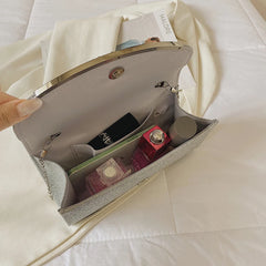 Women Evening Clutch Bag Flowers Wedding Purse Party Silver Sequin Shoulder Bag