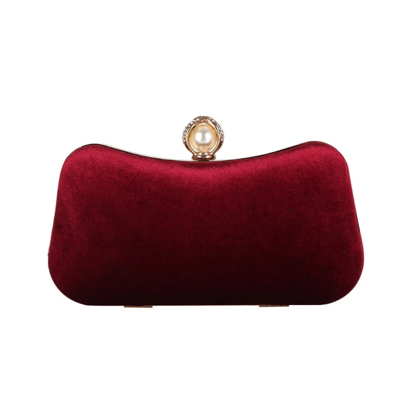 Velvet Evening Shoulder Bag Bridal Clutch Party Prom Wedding Handbag