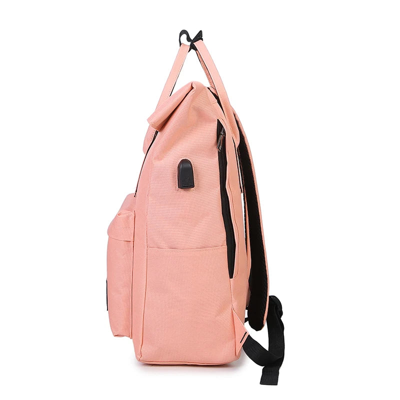 Canvas USB Charge Backpack Male Female School Laptop Bag D50