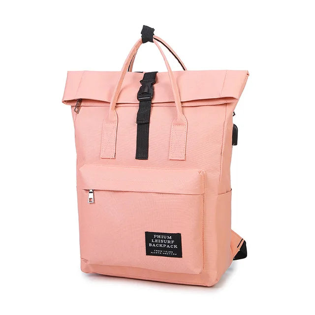 Canvas USB Charge Backpack Male Female School Laptop Bag D50