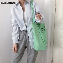 Women Large Canvas Shoulder Bag Letters Print Shopping Bags Thick Cotton Handbag