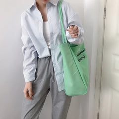 Women Large Canvas Shoulder Bag Letters Print Shopping Bags Thick Cotton Handbag