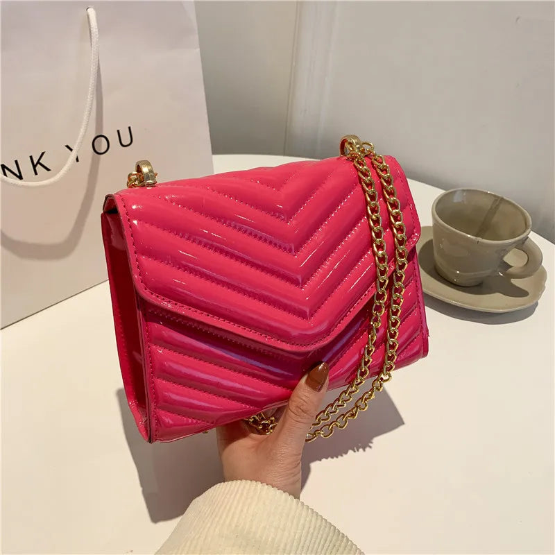 Women Fashion PU Shoulder Crossbody Small Square Chain Purse Lady Side Bag