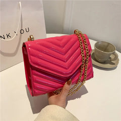 Women Fashion PU Shoulder Crossbody Small Square Chain Purse Lady Side Bag