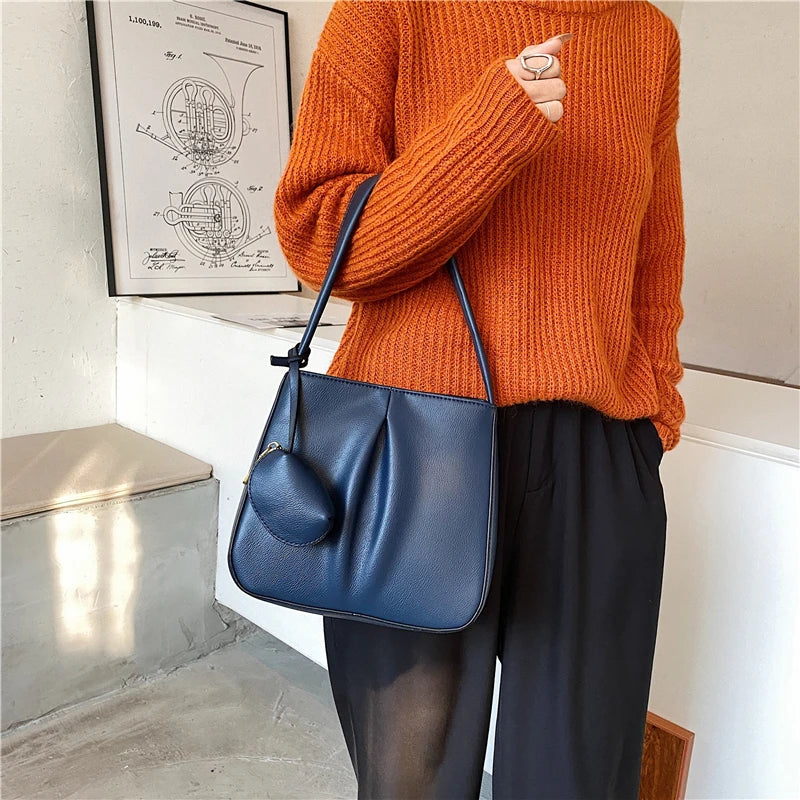 Women Famous Bags Handbag Two-piece Soft Leather Zipper Shoulder Bag