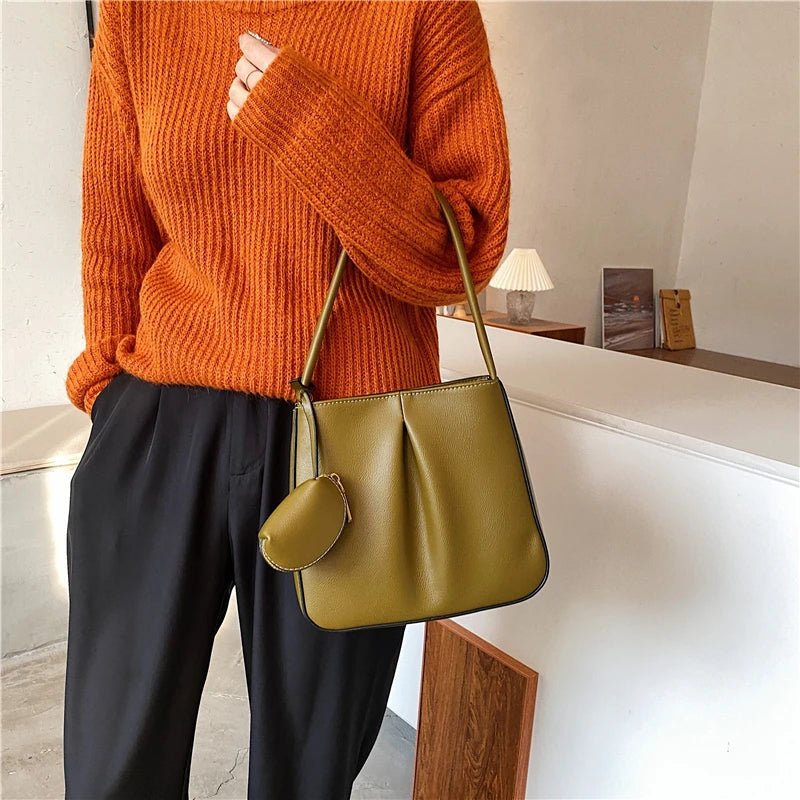 Women Famous Bags Handbag Two-piece Soft Leather Zipper Shoulder Bag