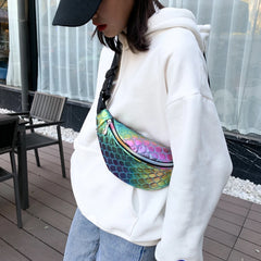 Women Laser Fish Scale Leather Crossbody Pack