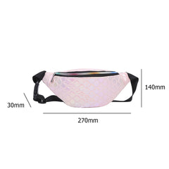 Women Fanny Chest Bag Laser Fish Scale Leather Shoulder Pack