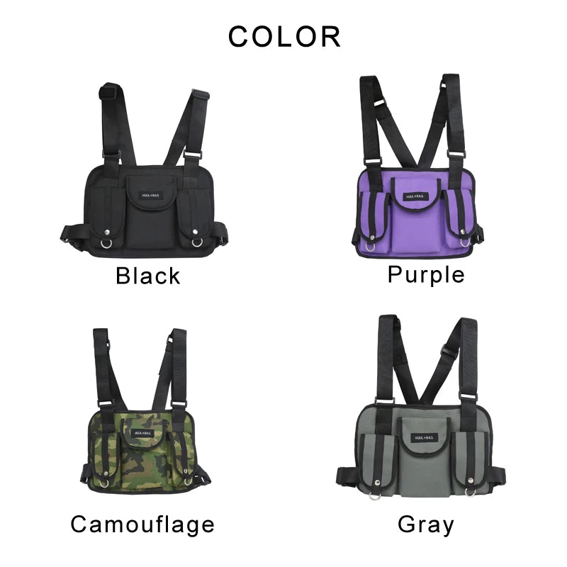 Women Fanny Nylon Harness Chest Rig Waist Pack Kanye West Punk Canvas Chest Bags
