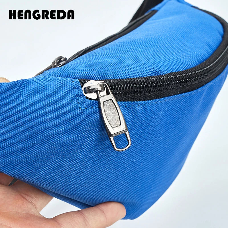 Unisex Oxford Fanny Pack Waist Bag with 3 Zipper Pockets
