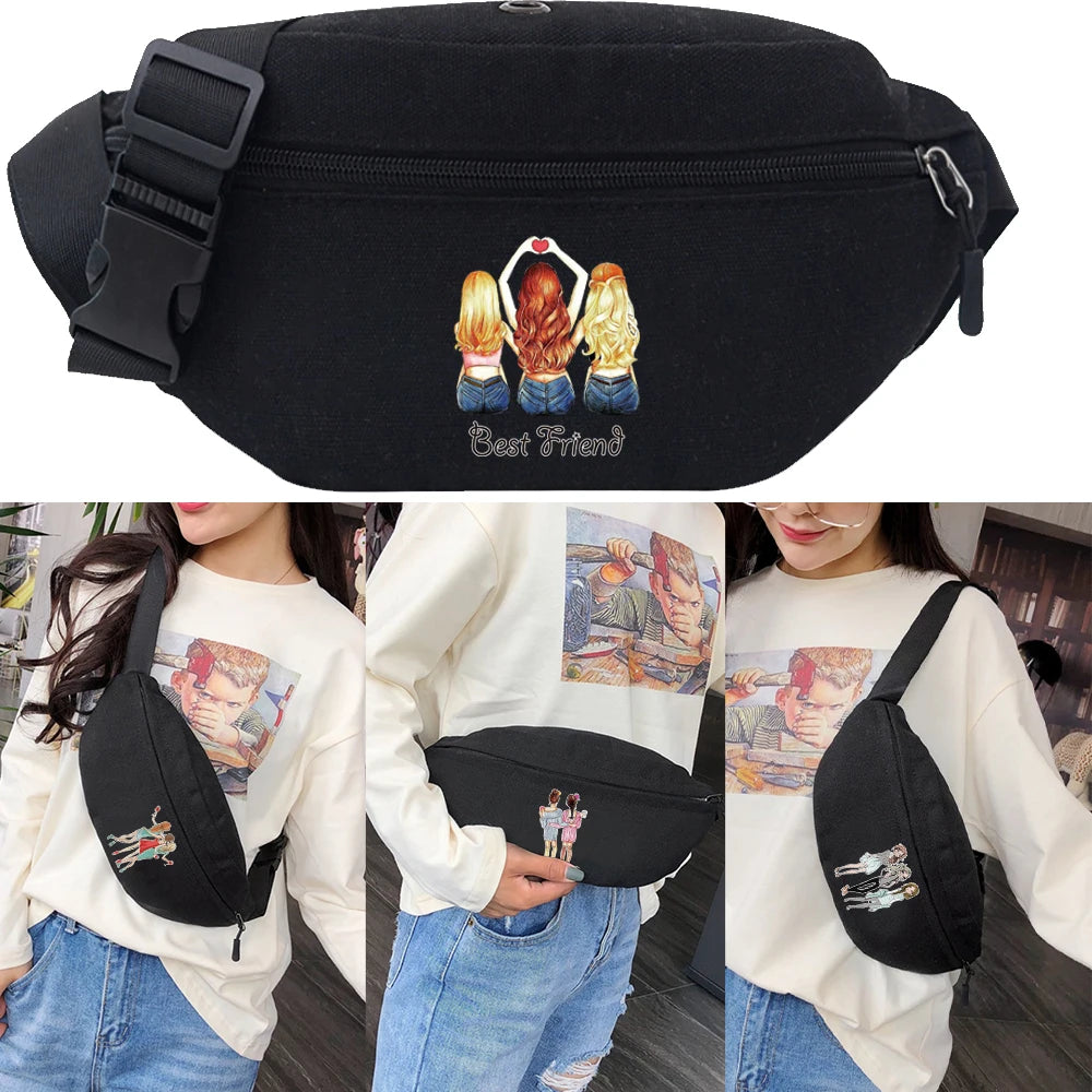 Print Belt Pouch Waist Pack for Travel Shoulder Purse Phone Belt Bags