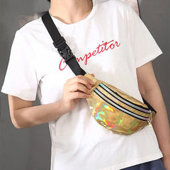 Women Fanny Pack Holographic Belt Waist Bags Hologram Travel