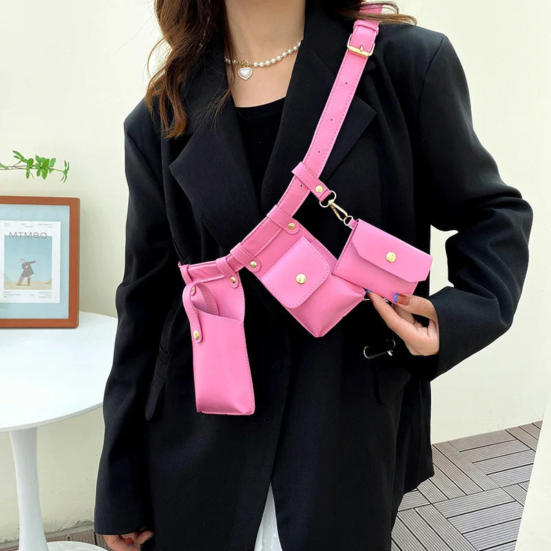 Women Fanny Pack Waist Belt Bag Mini Disco Leather Shoulder Bags