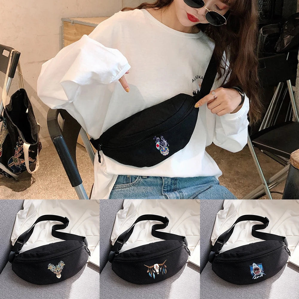 Sporty Outdoor Fanny Pack with Cartoon Print, Ideal for Running and Cycling