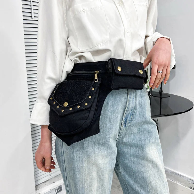 Vintage Women Fanny Pack Crossbody Bag Large Hip Sack Phone Purses