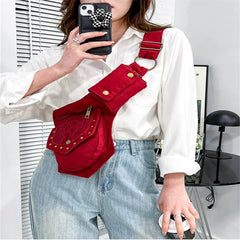 Vintage Women Waist Pack Shoulder Crossbody Bag Chest Bag Large Hip Sack Phone P