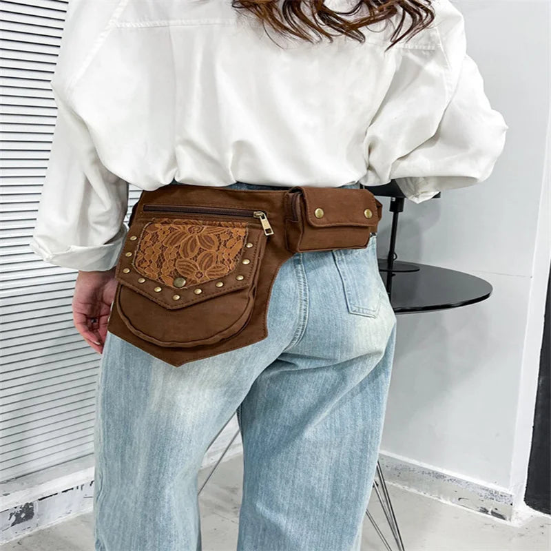 Vintage Women Fanny Pack Waist Shoulder Crossbody Bag Large Hip Sack