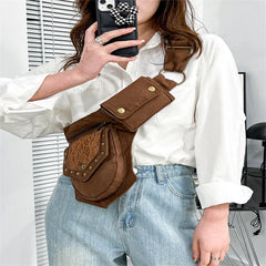 Vintage Women Waist Pack Shoulder Crossbody Bag Chest Bag Large Hip Sack Phone P