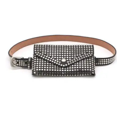 Rivet Punk Women Belt Pack Vintage Mini Bags Pu Leather Casual Belt Bag