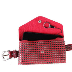 Rivet Punk Women Belt Pack Vintage Mini Bags Pu Leather Casual Belt Bag