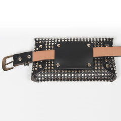 Rivet Punk Women Belt Pack Vintage Mini Bags Pu Leather Casual Belt Bag
