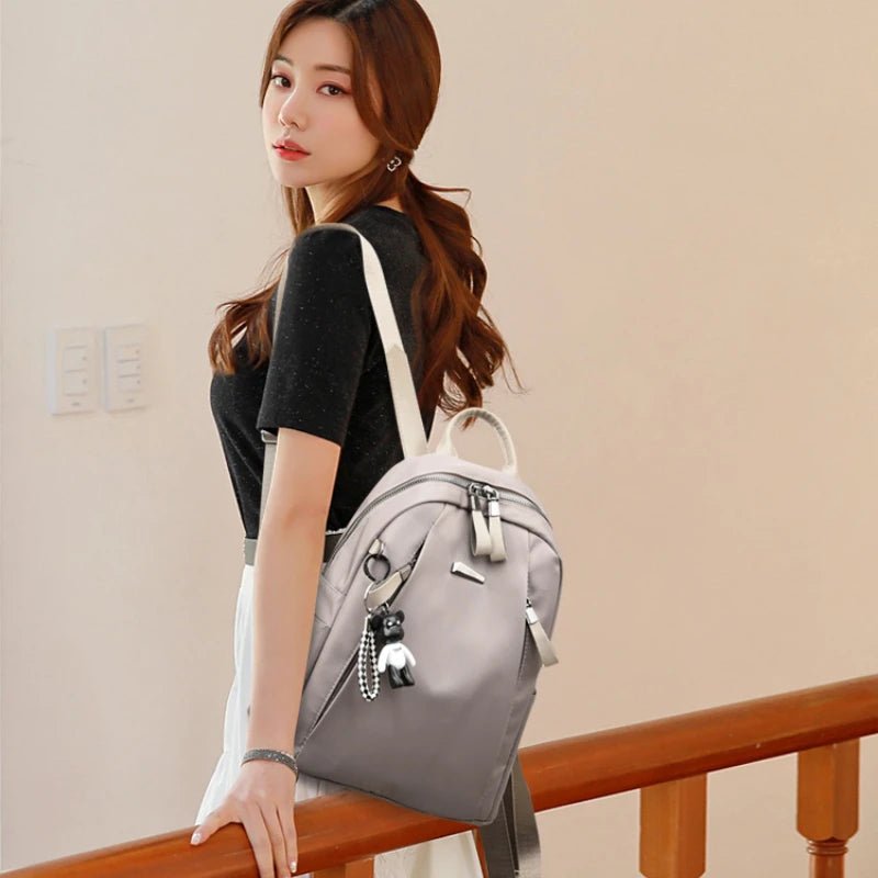 Women Backpack Nylon Waterproof School Bag for Girls Travel Rucksack Mochila