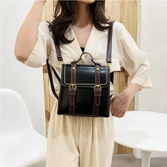 Women Backpack PU Leather School Bags Teenage Student Vintage Travel Bag