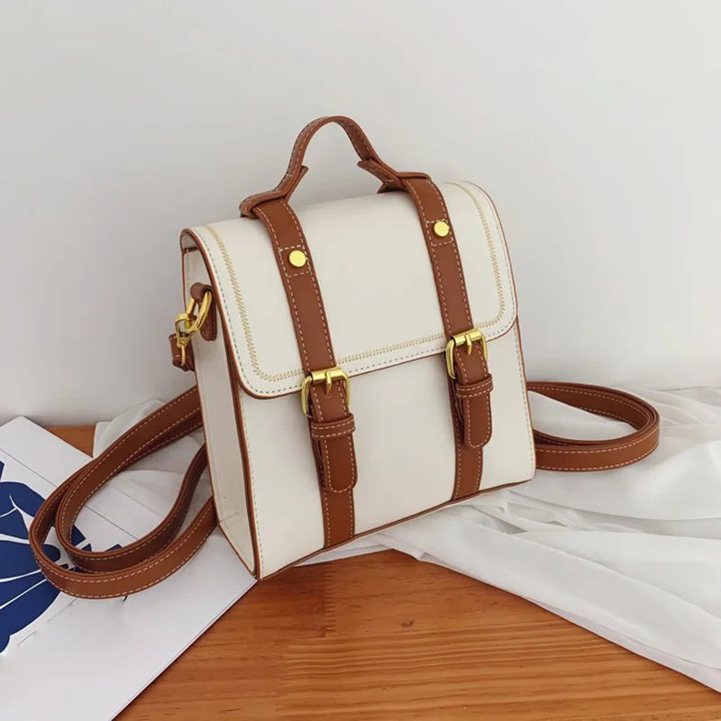 Women Backpack PU Leather School Bags Teenage Student Vintage Travel Bag