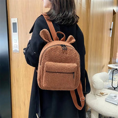 Plush Women Backpack Large Capacity Lightweight Travel Bag