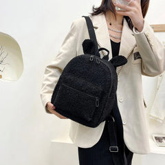 Plush Women Backpack Large Capacity Lightweight Travel Bag