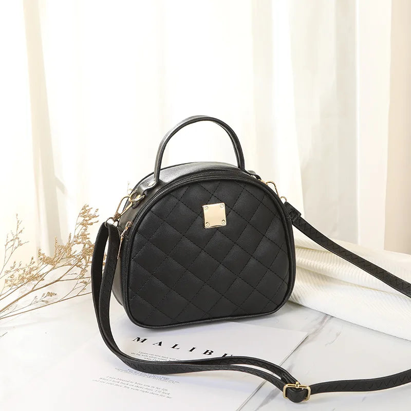 Women PU Round Shoulder Bag Crossbody Clutch Handbag